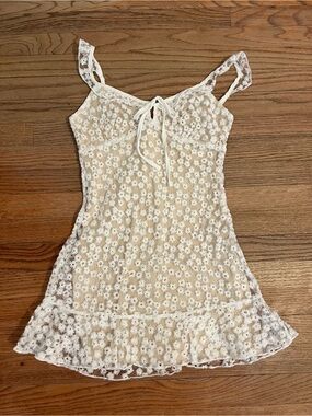 Lulu's White Lace Floral Mini Dress